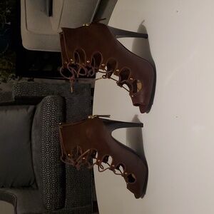 Call It Spring Brown Strappy Open Toe Heels